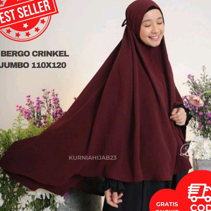 Spesial Hijab Bergo Crinkle Jumbo XXL  Bergo Syari  Khimar Jumbo XXL