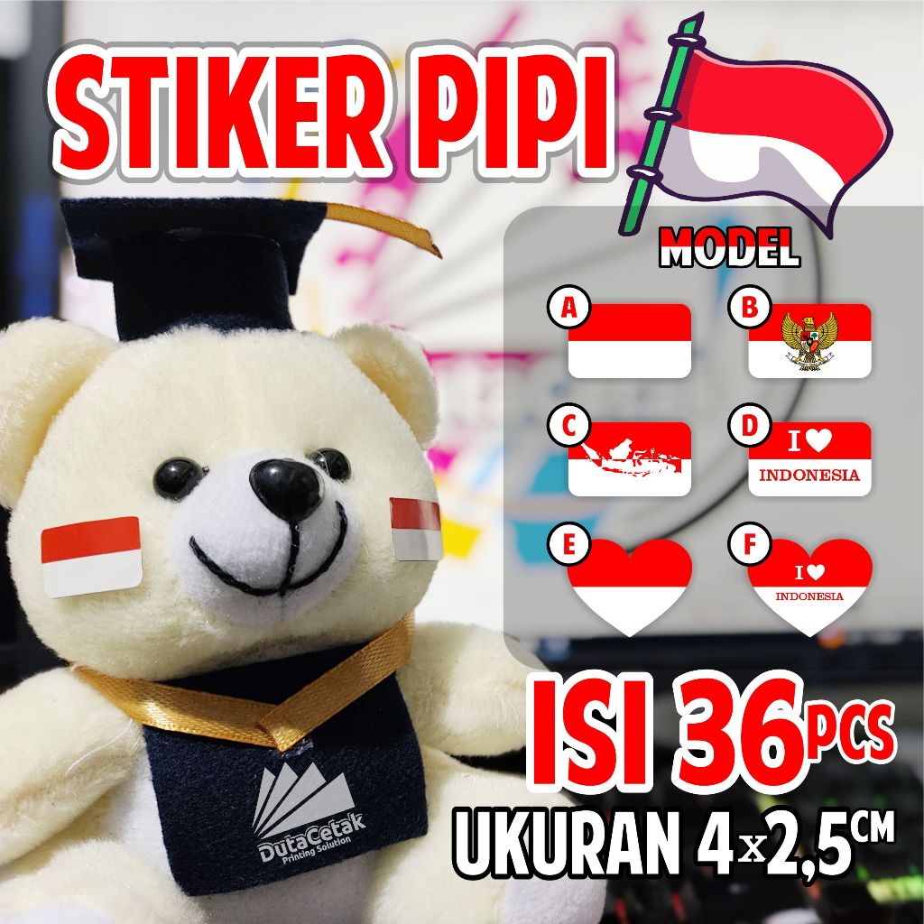 

Stiker Pipi Bendera Indonesia Isi 36pcs Ukuran 4x2,5 cm
