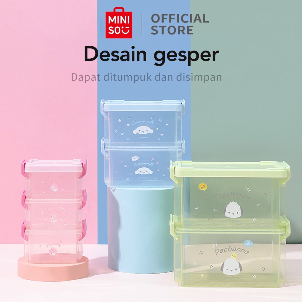 New Arrival Miniso Sanrio Characters Storage Box Lantai Tiga Storage Box Kotak Penyimpanan Serbaguna