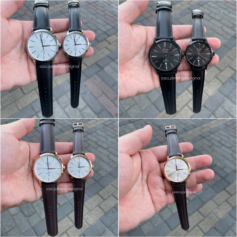 Jam Tangan Alexandre Christie AC 1028 Original Couple Kulit