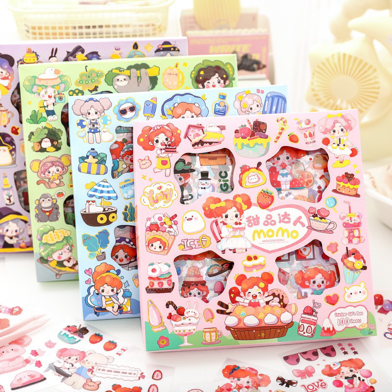 Stiker Lucu Motif MOMO isi 20 40 100 lembar 8x8cm