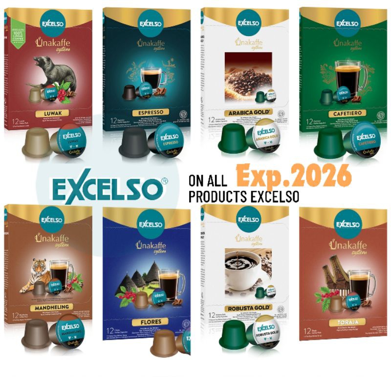 

EXCELSO UNAKAFFE CAPSULE kopi kapsul system unakaffe ALL VARIAN 12pods 1pack