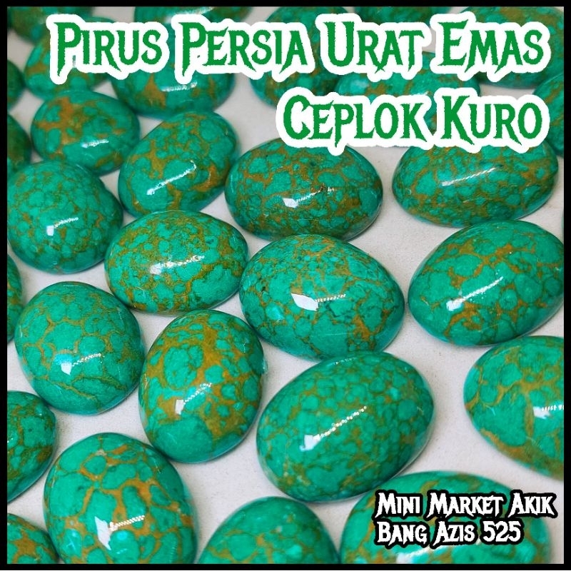 Batu pirus persia urat emas / mata cincin akik virus persia ceplok kuro jumbo