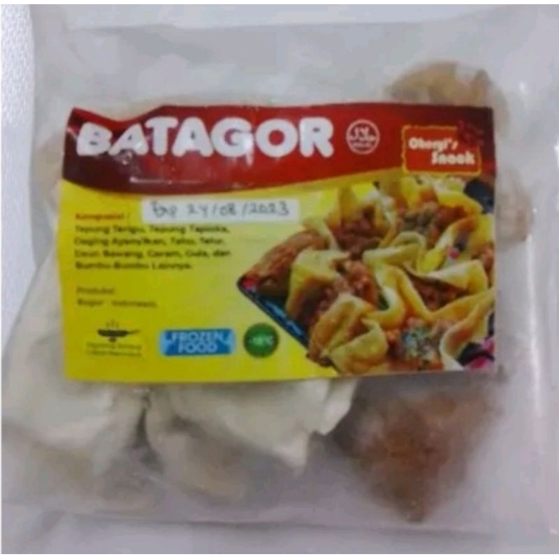 

Batagor rasa ayam Frozen Food (1 porsi 5 pcs terdiri dari batagor dan tahu sudah sama bumbu kacangnya) Bogor Frozen Food