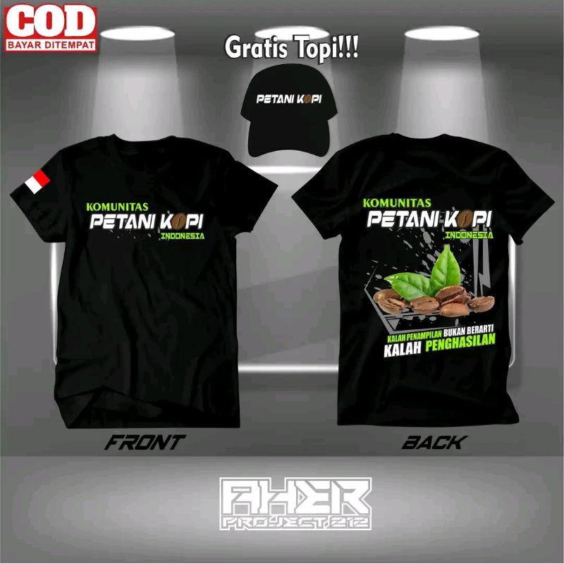 KAOS PETANI KOPI GRATIS TOPI || KAOS KOMUNITAS PETANI KOPI || KAOS PETANI || KAOS BERGAMBAR || KUALI
