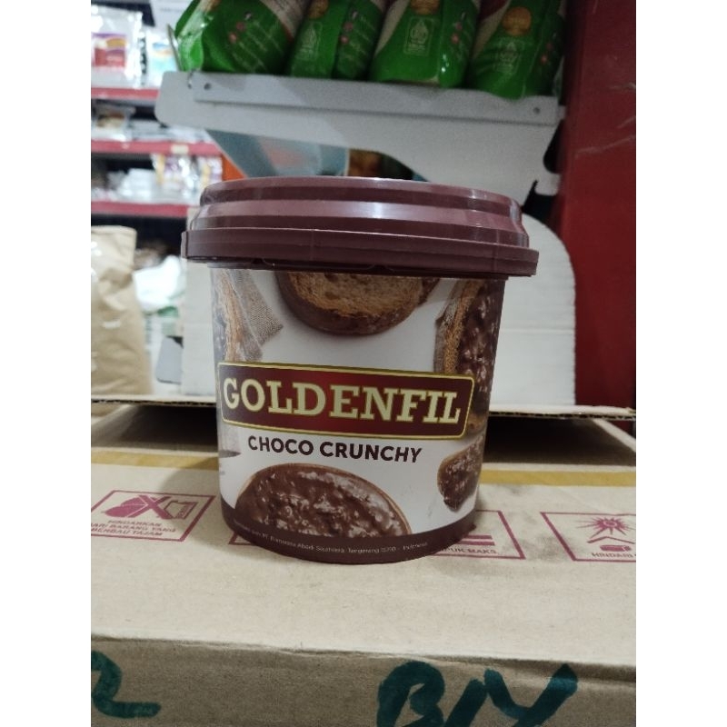 

Selai cokelat goldenfil choco crunchy coklat 1kg halal mui