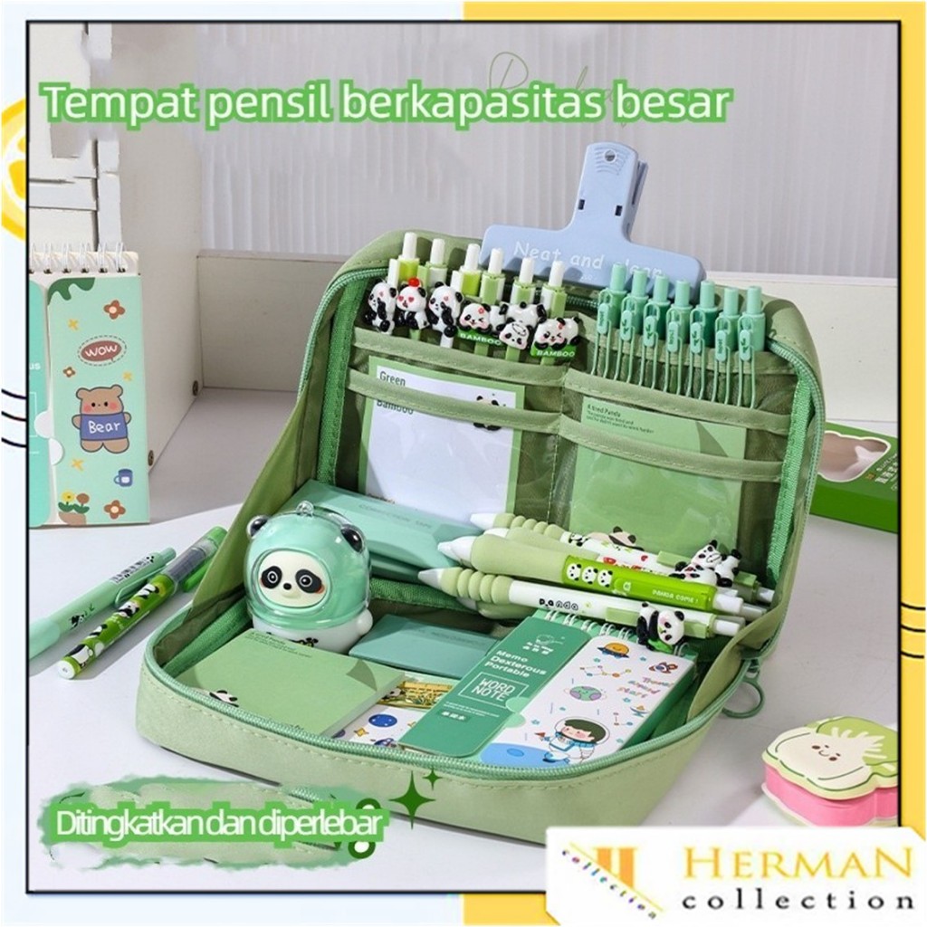 

HC Tempat Pensil 12 Sekat Kotak Pensil Model Polos Bahan Kanvas Ukuran Jumbo Pouch Tempat Alat Tulis 90° Kapasitas Besar Perlengkapan Sekolah Kantor 12 Layers