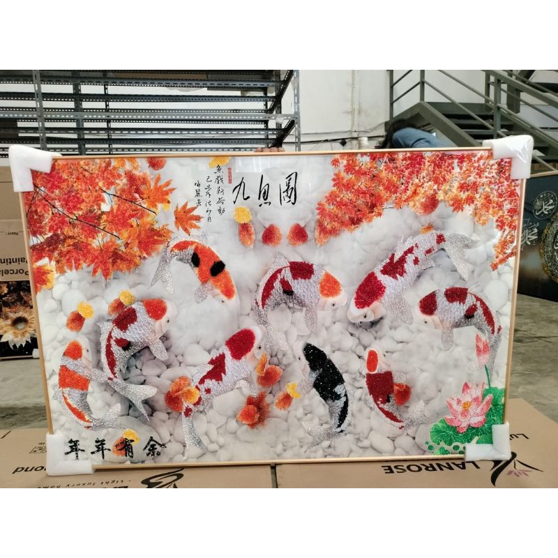 lukisan Porcelain Diamond 5d motif ikan koi