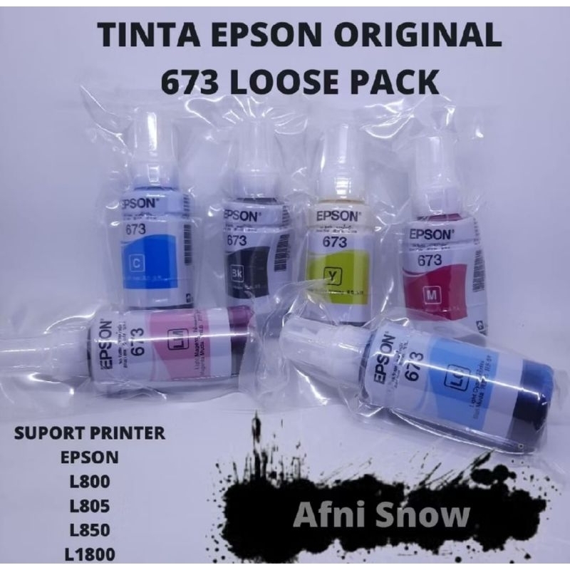 Tinta Epson Printer L800 L805 L1800 Original Tinta 673 1Set Baru