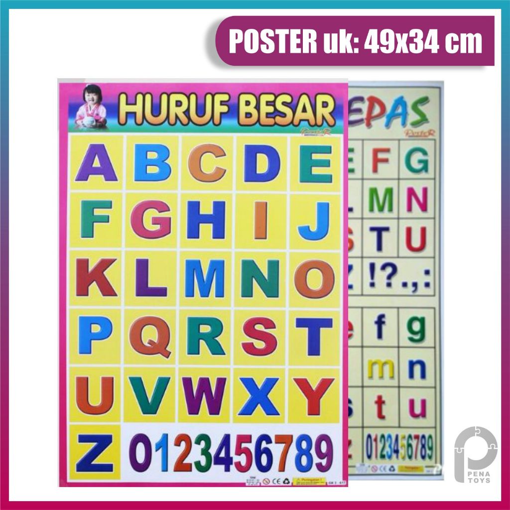 Poster Anak Belajar Huruf Besar Abjad