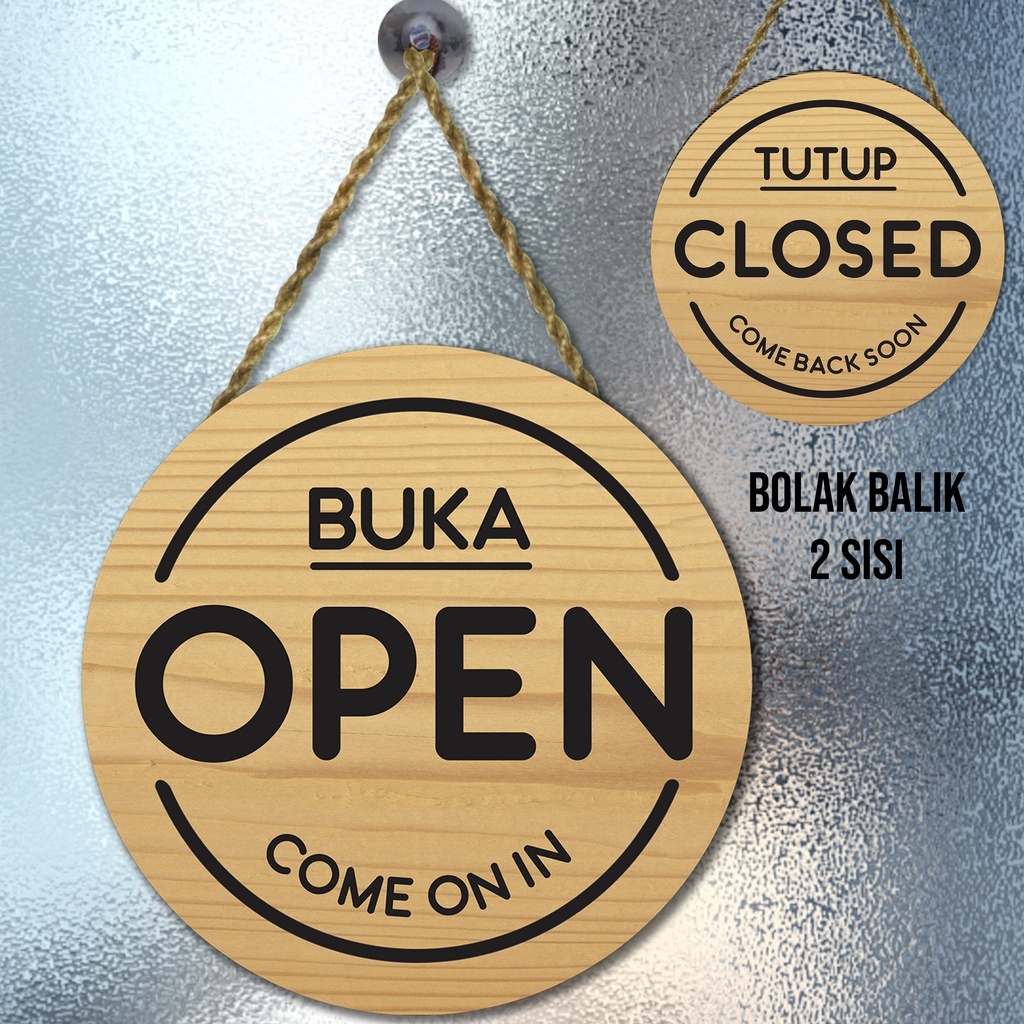 Open closed sign, papan gantungan buka tutup toko