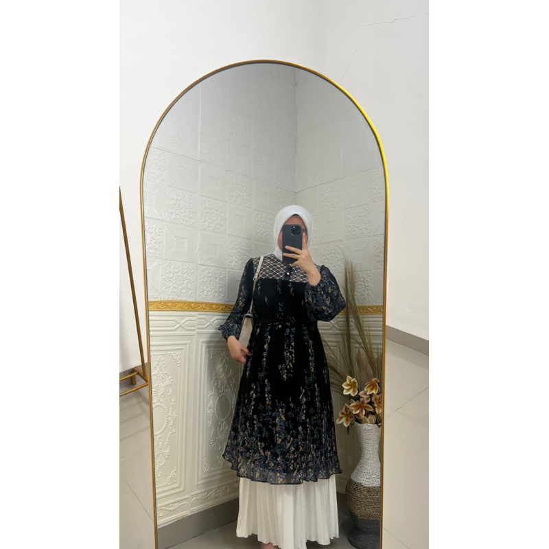 GAMILA TUNIK CERUTY PLISKET TILE  IMPORT MURAH