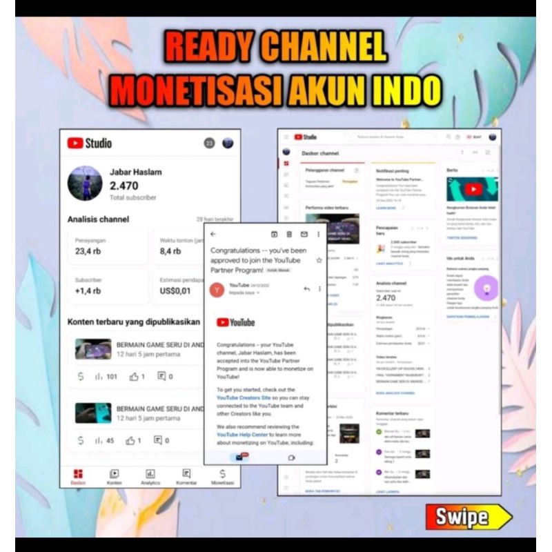 channel YouTuBe Akun Youtube Monet