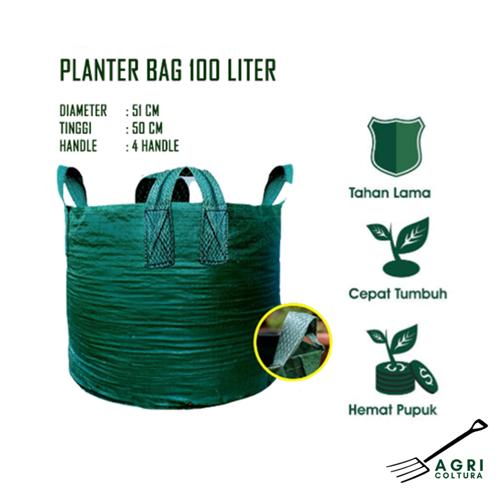 Planter Bag 100 Liter Handle 100% Media Tanam Planter Bag 100 Liter