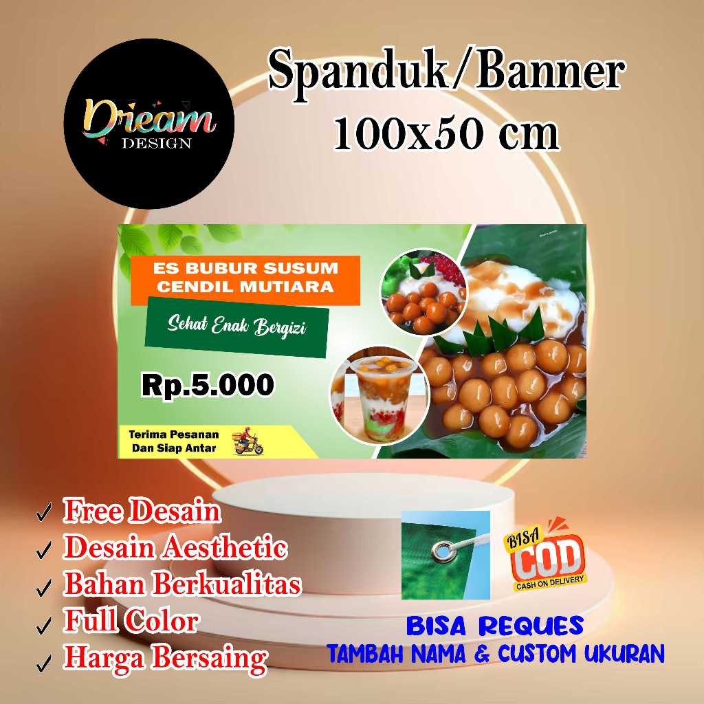 Spanduk 100x50 cm BUBUR CANDIL   Custom Desain