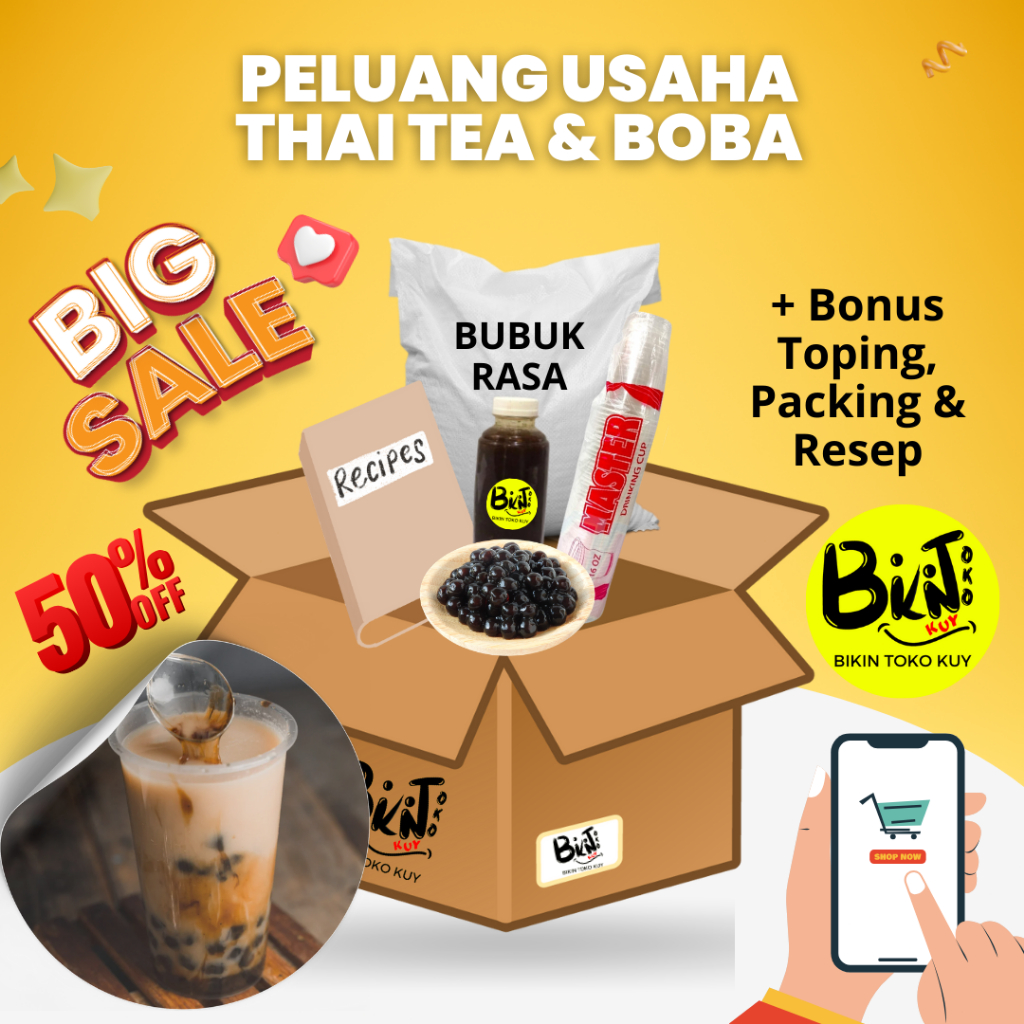 Paket MURAH - BOBA & THAI TEA - Peluang Bisnis minuman Kekinian Ide Bisnis Dirumah Usaha Instan Usah