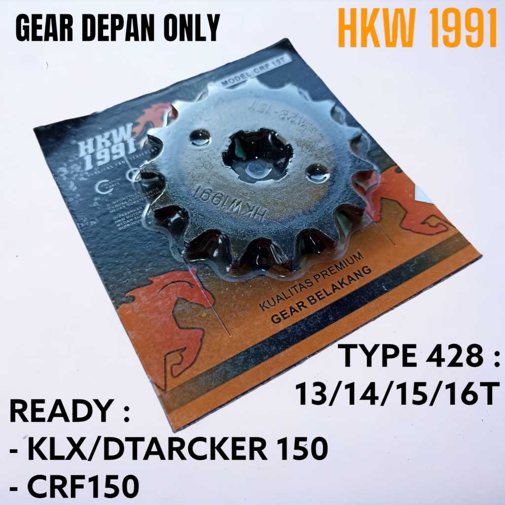 GEAR DEPAN ONLY KLX/DTRACKER150/CRF/TIGER/MPRO/CB150R 428 13/14/15/16T - HKW 1991
