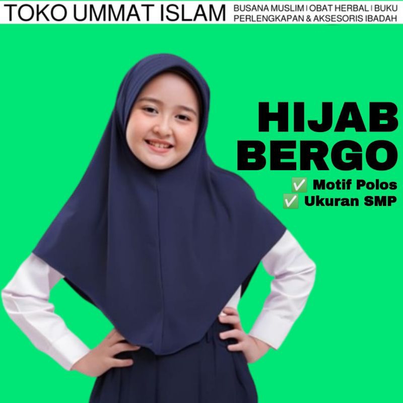 Hijab Jilbab Bergo Sekolah Warna Biru Dongker Navy Ukuran SMP SMA Kerudung Biru Dongker