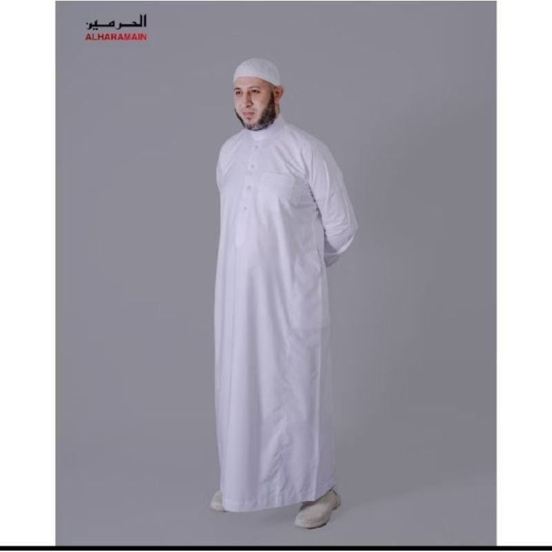 AL Haramain Jubah / Gamis Pria Dewasa Slimfit Manset Premium Series (108) | Putih | Putih Tulang