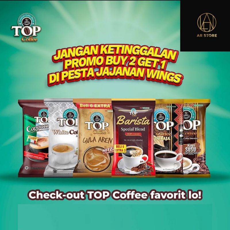 

TOP Coffee Instant Cappuccino | Avocado | Gula Aren Tubruk Legitzz | Kopi Susu 3 in 1 Instan 10 x 31 g