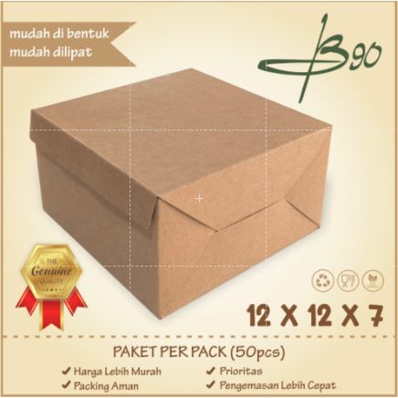 

50pcs Dus Snack Box Kraft Uk 12x12x7 cm Polos