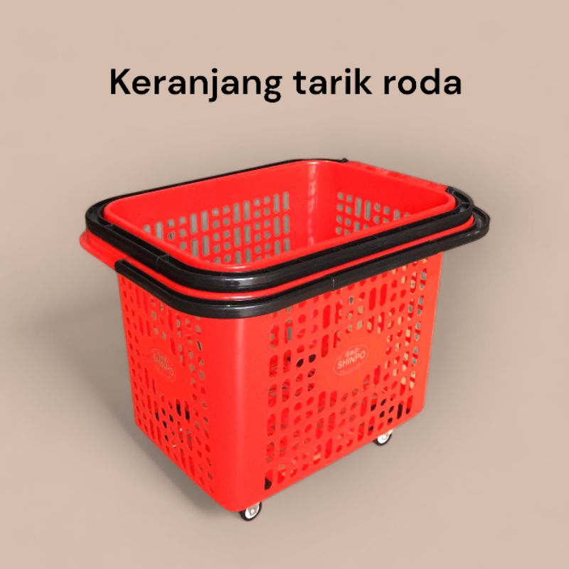 Keranjang Tarik Roda 4 / Keranjang belanja supermarket