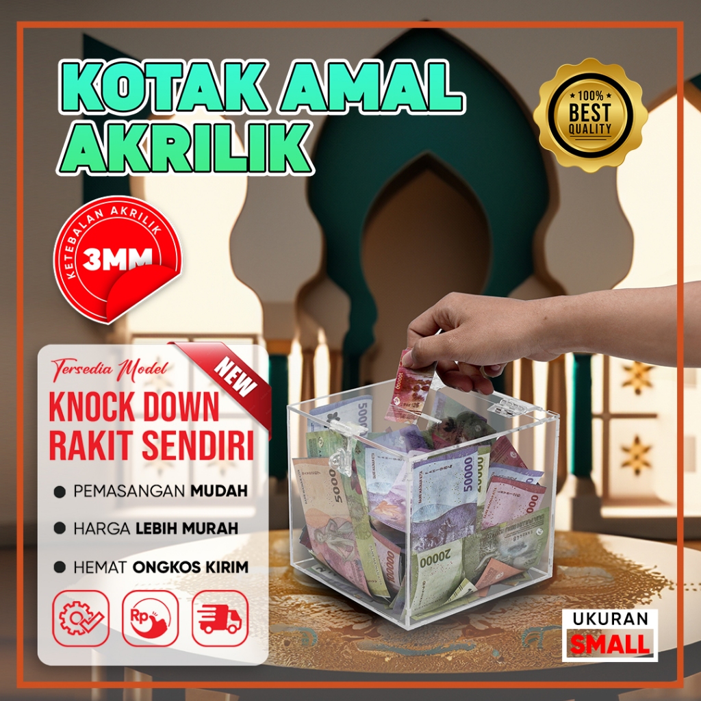 Kotak Amal Akrilik / Box Saran - 15x15x15cm 3mm