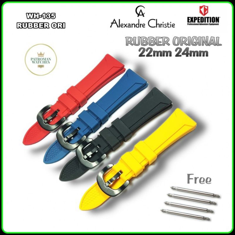 STRAP TALI JAM TANGAN 22MM 24MM 26MM RUBBER SILICONE ORIGINAL BISA UNTUK AC ALEXANDRE CHRISTIE EXP D