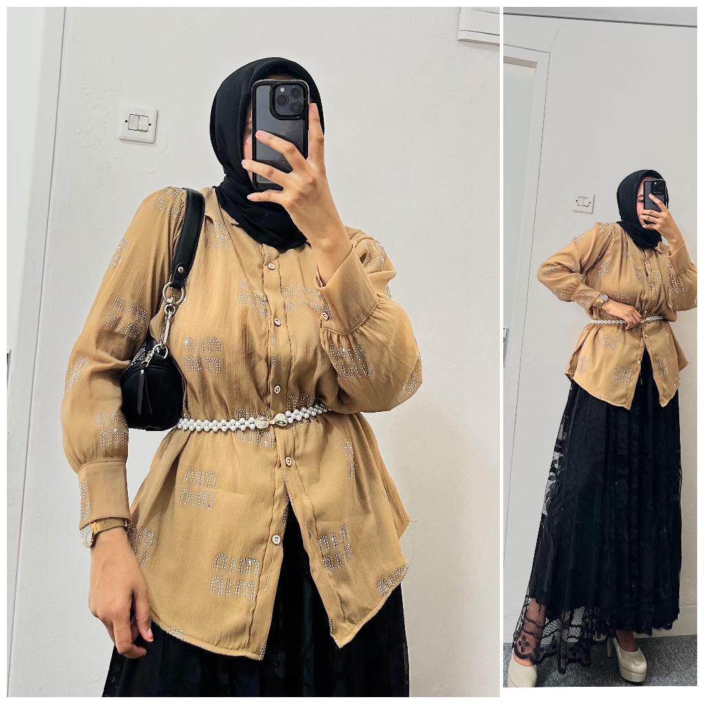 kemeja miu miu/ atasan wanita lengan panjang/ kemeja cantik