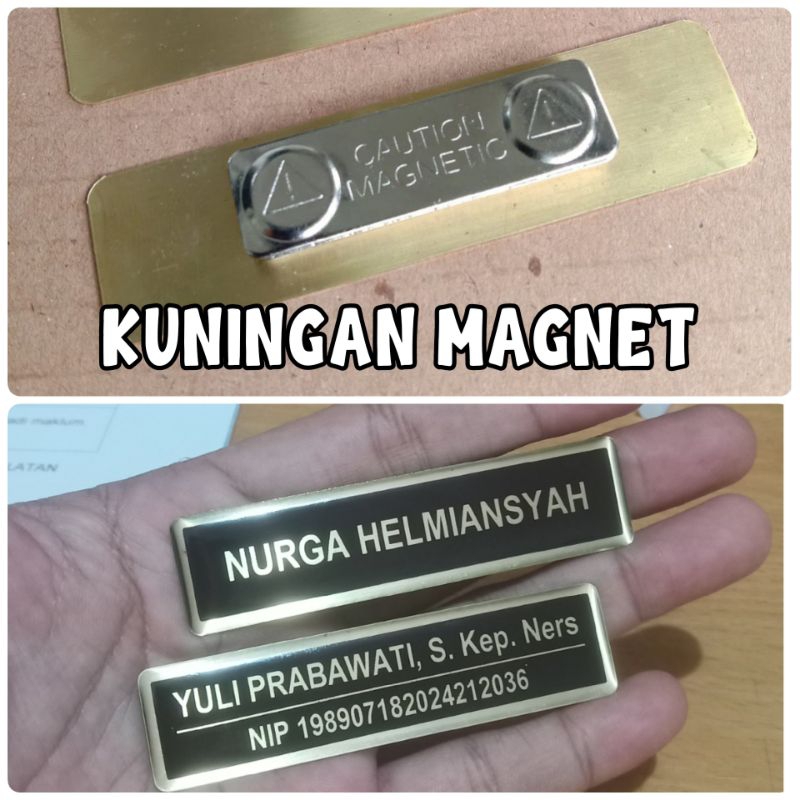 

name tag / nametag kuningan / magnet nama dada