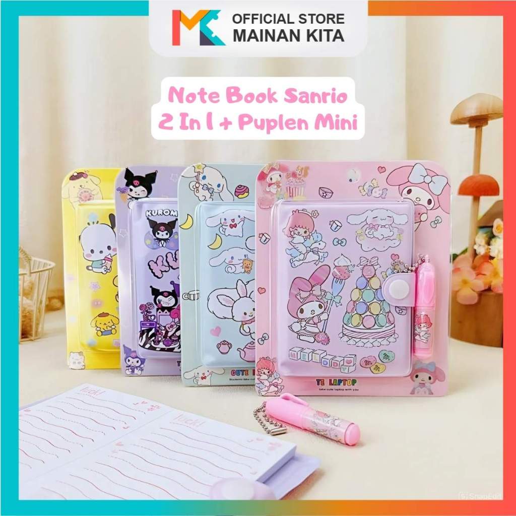 

MK623 Buku Diary Clip/Kancing Sanrio / Cute Mini Notebook 2in1