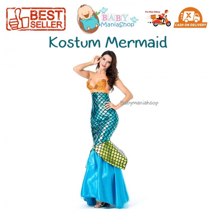 Kostum Mermaid Putri Duyung Ikan Dewasa Wanita Pesta Kostum