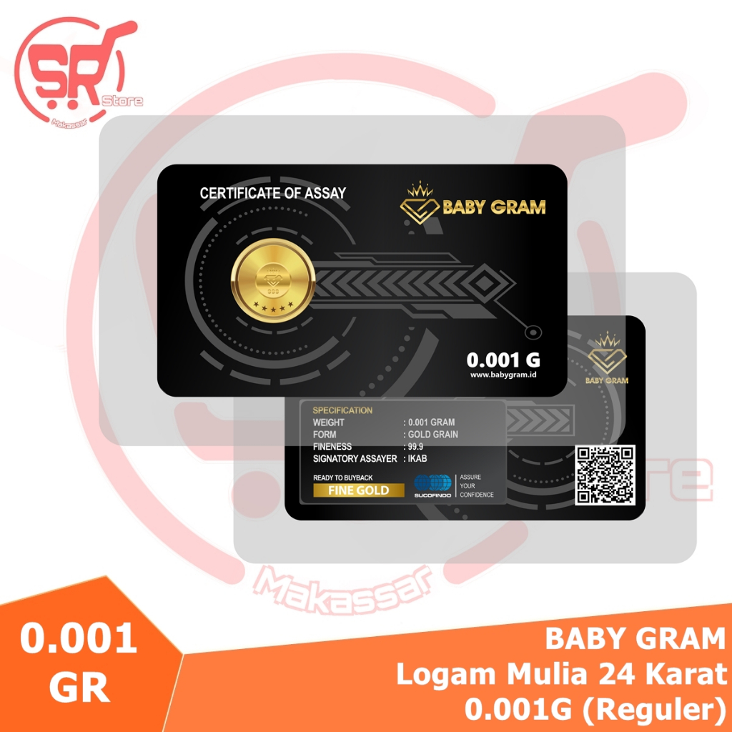 Emas 0.001 Gram 24 Karat  Baby Gram (Reguler) Emas Murni Mini Gold Logam mulia 0,001 G Baby Gold  ( 