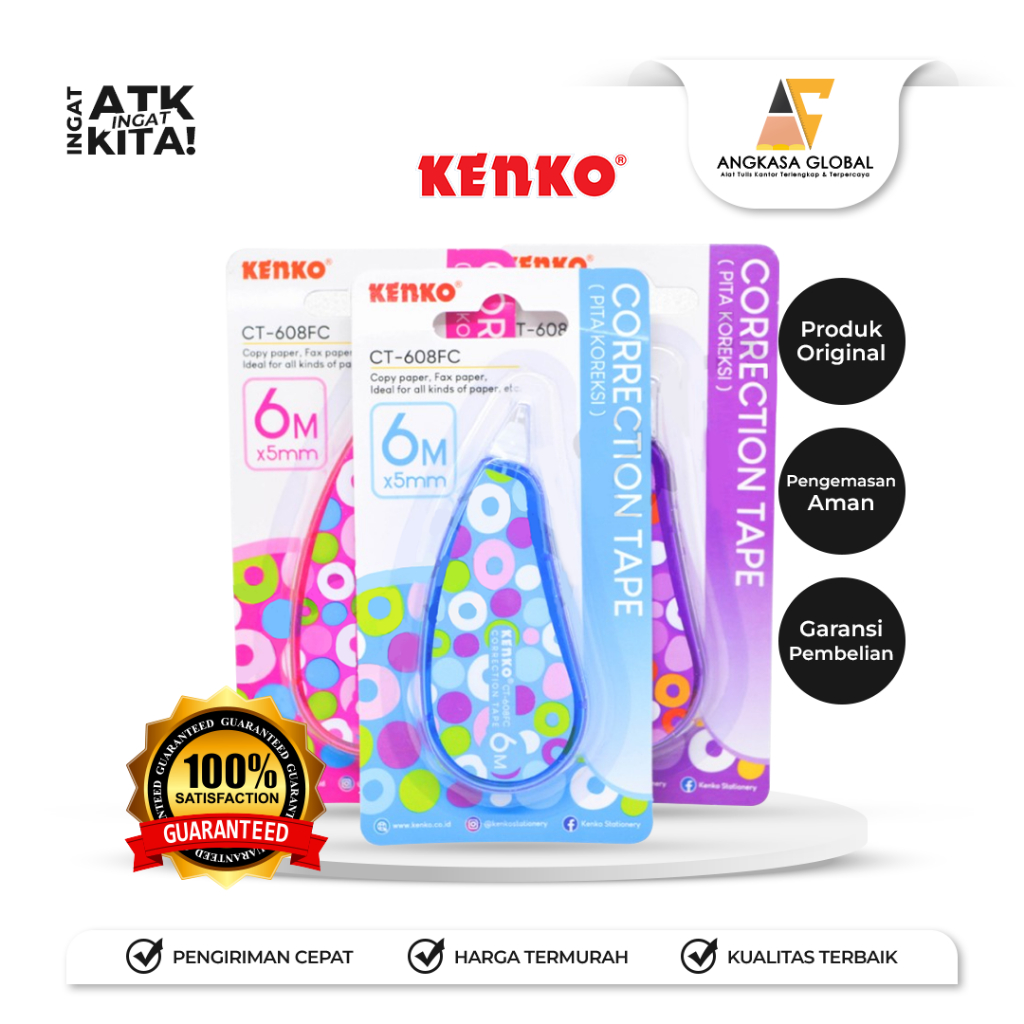 

KENKO PITA KOREKSI/ CORRECTION TAPE CT-608FC [6M x 5mm] (1PC)