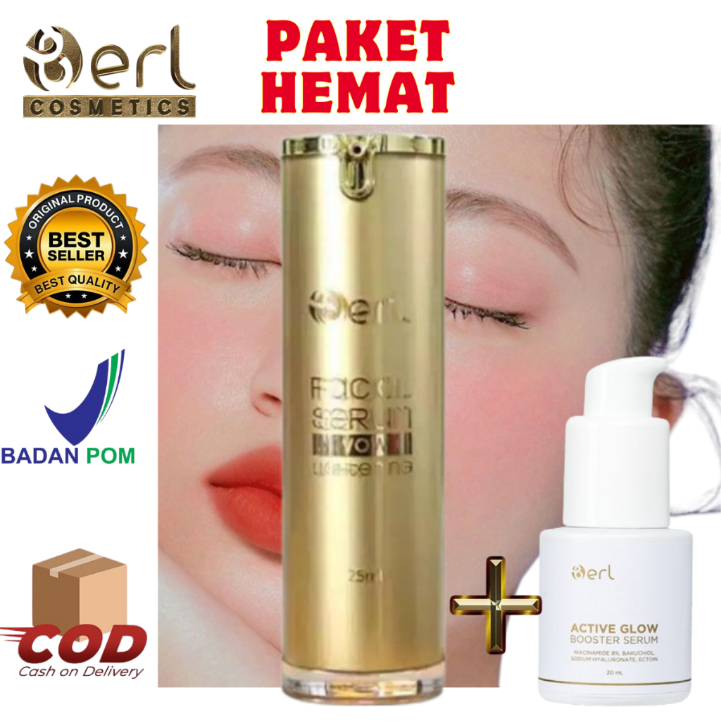 paket serum Booster Glowing dan putih lebih cepat Berl cosmetic Ori, Halal, aman BPOM - B Erl Active