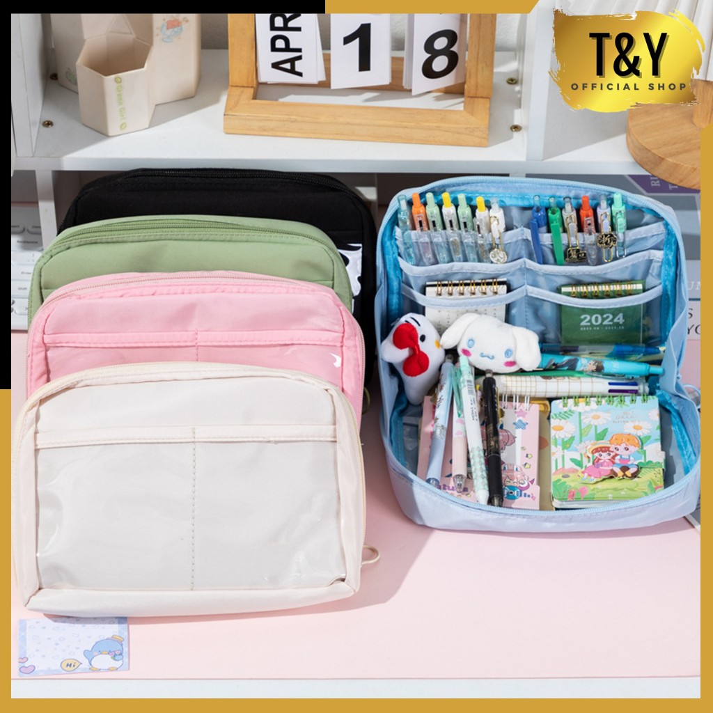 T&Y Tempat Pensil 12 Layers Kotak Pensil Warna Model Polos Bahan Kanvas Ukuran Jumbo Pouch Tempat Al