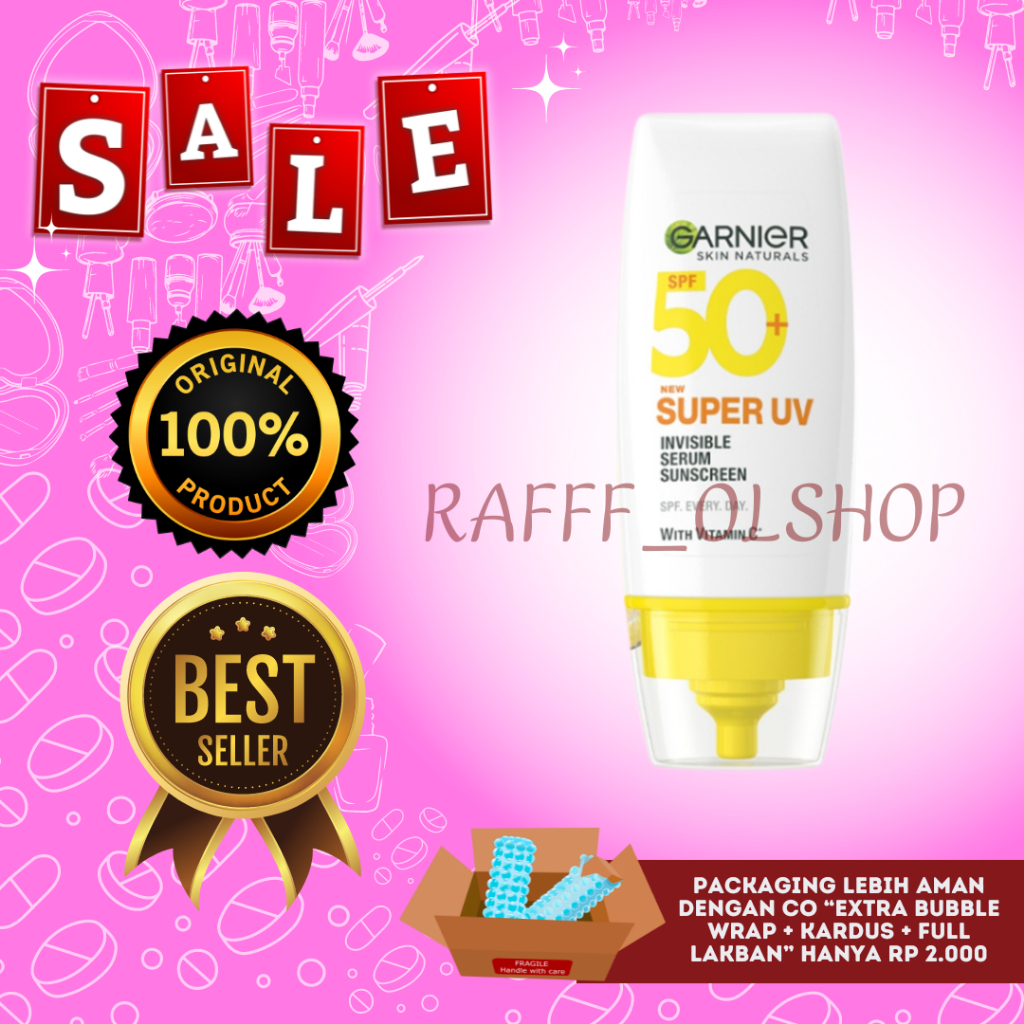 Garnier Super UV Invisible Serum Sunscreen SPF 50+ PA++++ Vitamin C Skin Care - Natural Finish 30Ml