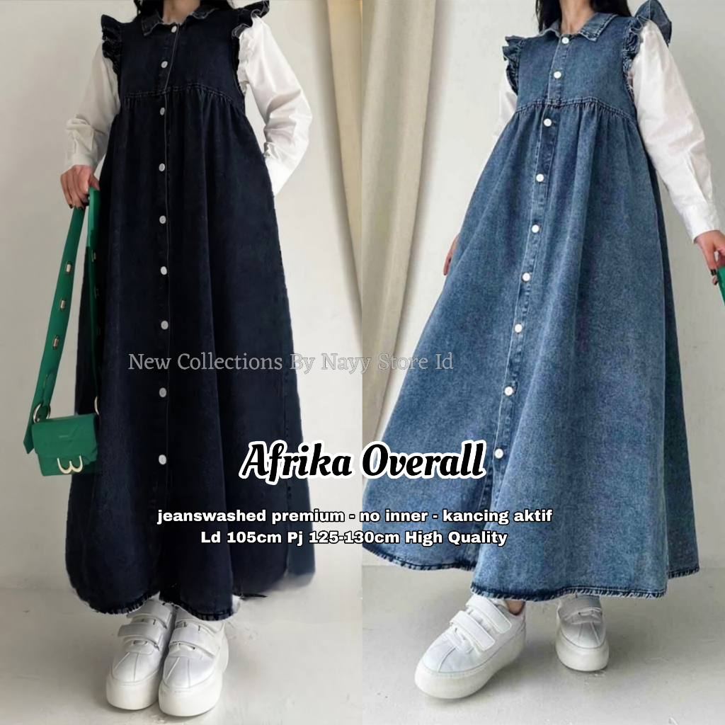Baju Kodok Overall Rok Dress Jeans Wanita Premium Terbaru 2025 Korean Style Kekinian Afrika Allsize