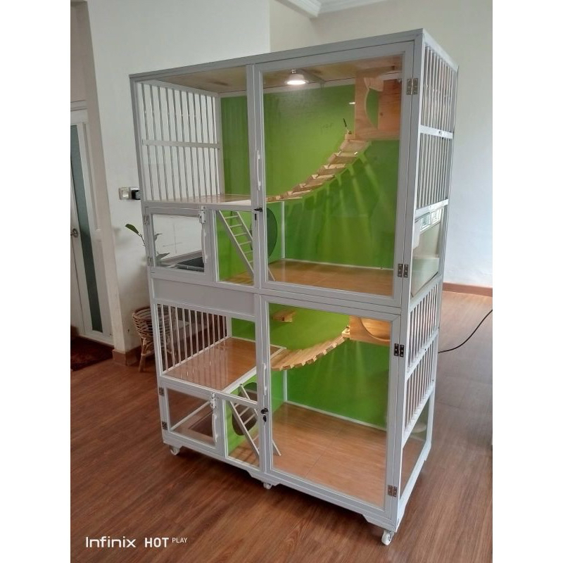 Preloved Kandang Kucing stainless kayu mewah