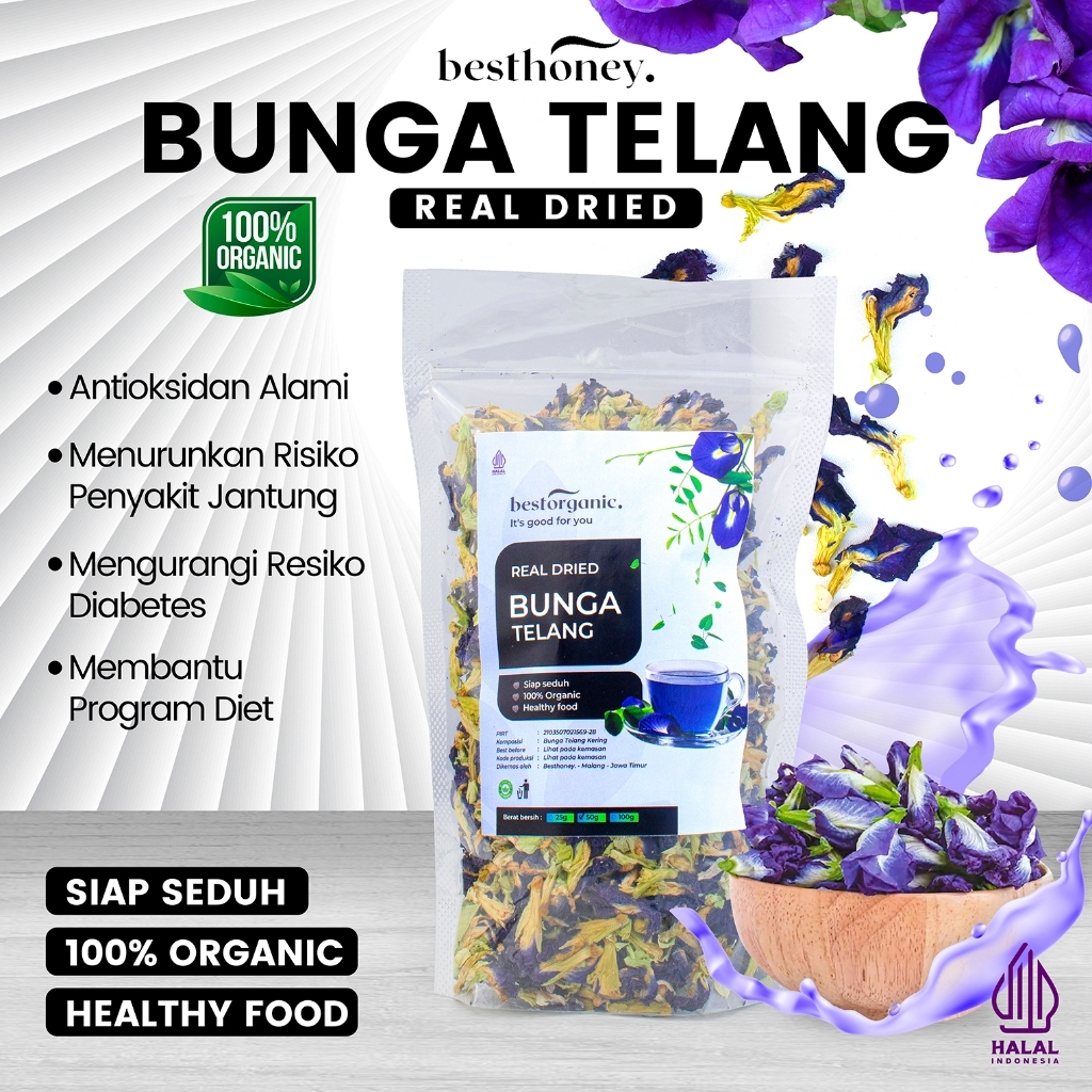 

TEH BUNGA TELANG KERING PREMIUM ORGANIK UNGU GRADE A 10 GRAM ORIGINAL 100% - Minuman Herbal