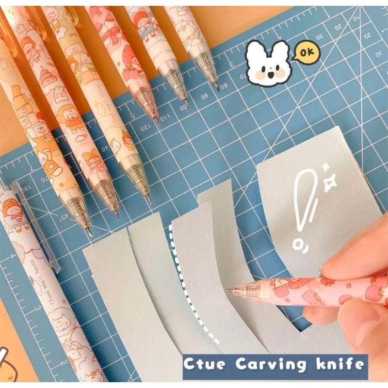 

Pemotong kertas bentuk pena karakter kartun bear strawberry lucu cutter pen knife cut sticker