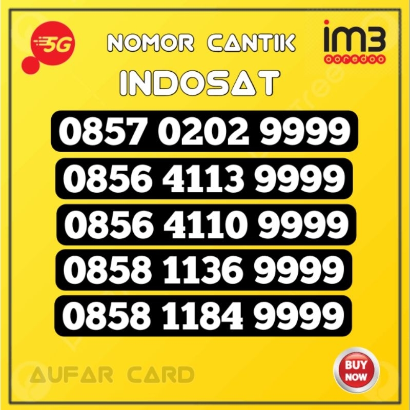 Nomor Cantik Indosat im3 Super 9999 Kwartet 9999 ABAB 29999 19999 69999 39999 89999