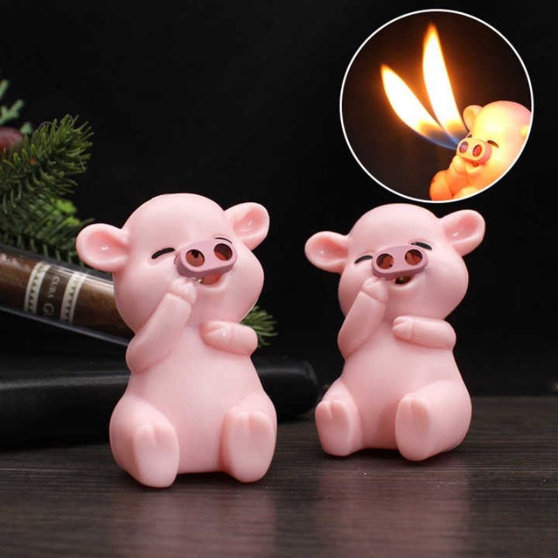 KOREK API 2 DUA MODEL BABI KOREK GAS PINK UNIK KOREK BABI PINKISI ULANG.