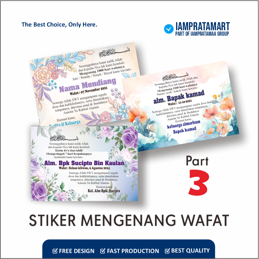 IAMPRATAMART - STIKER MENGENANG TAHLILAN / PENGAJIAN 7 / 40 / 100 / 1000 HARI WAFAT / MENINGGAL