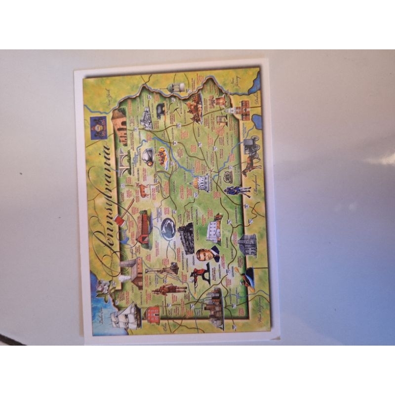 

kartu pos peta pennsylvania/usa map postcard