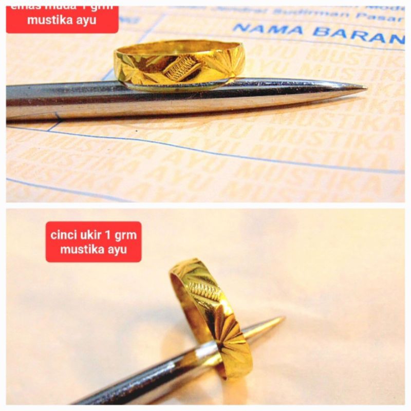 Cincin Emas Muda 1gr/ Cincin Emas Muda/ Cincin wanita Emas muda