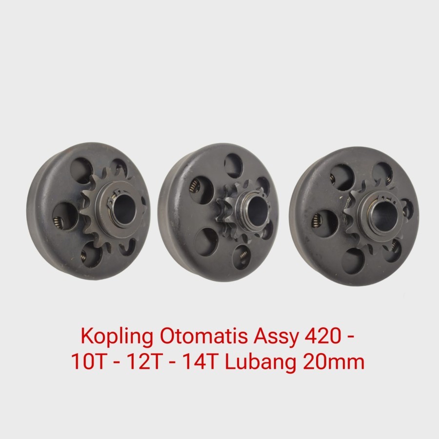 Kopling Otomatis Assy 420 - 10T - 12T - 14T Lobang 19mm & 20mm Gokart - Robin - Honda GX 160 - Unive