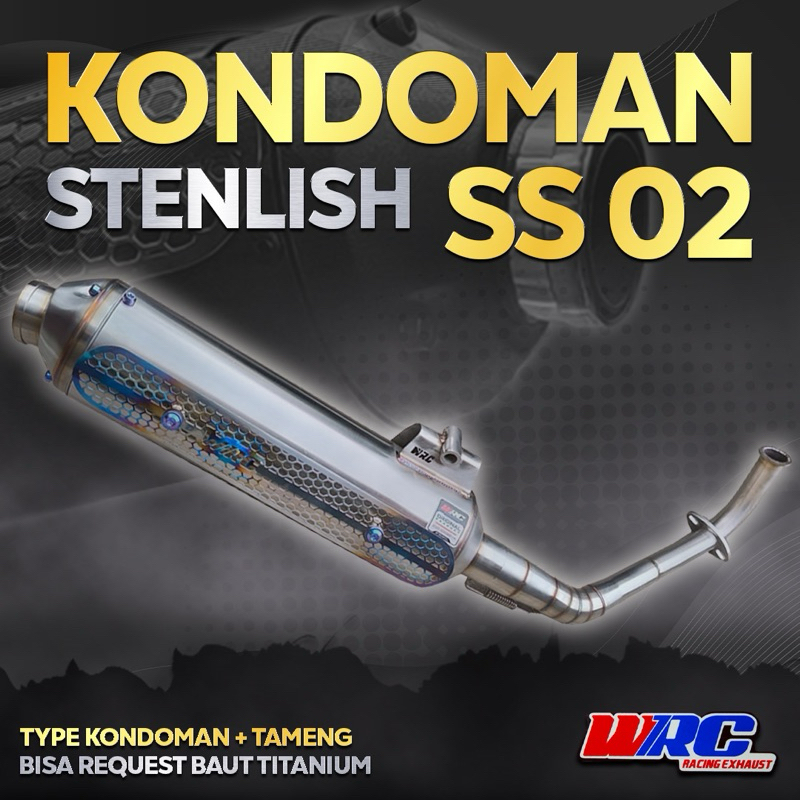 KNALPOT RACING KONDOMAN SS 02 STENLISH FREE TAMENG VARIO, NMAX, PCX, AEROX WRC