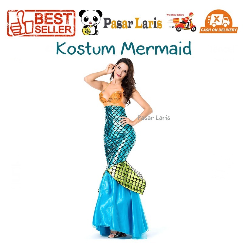 Kostum Mermaid Putri Duyung Ikan Dewasa Wanita Pesta Kostum