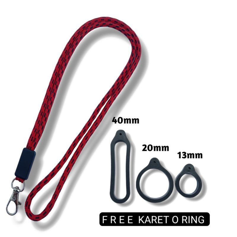 Lanyard Kalung Hp serbaguna Free Karet O Ring & Strap Tali Hp